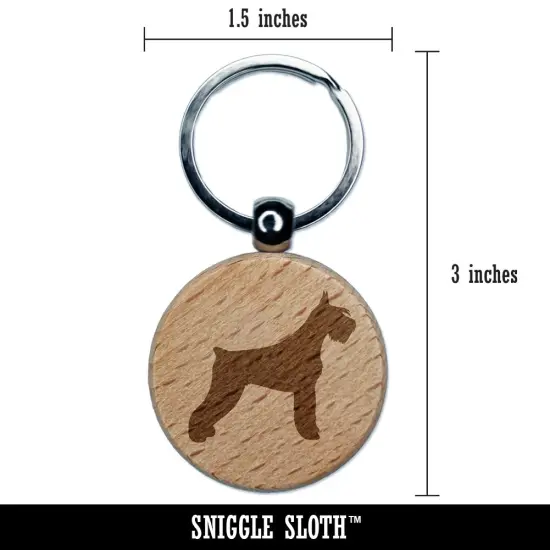 Giant Schnauzer Dog Solid Engraved Wood Round Keychain Tag Charm {2}