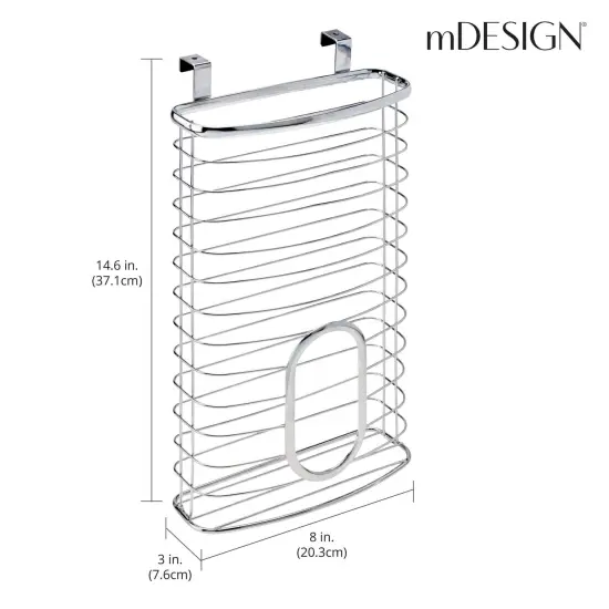 mDesign Metal Over Cabinet Kitchen Storage Basket, Holds 50 Plastic Bags {3}