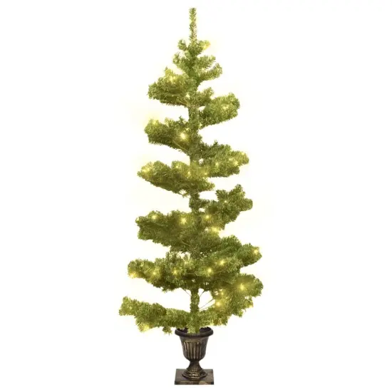 Swirl Christmas Tree with Pot and LEDs Green 4 ft PVC {2}
