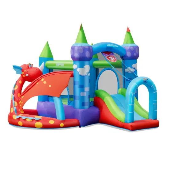 Kids Inflatable Bounce House Dragon Jumping Slide Bouncer Castle {3}