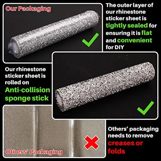 Bling Rhinestone Sticker DIY Home Decor Stickers Self-Adhesive Crystal Sheet Stickers for Cars & Crafts Decoration(Silver,9.4" x 15.8") {6}
