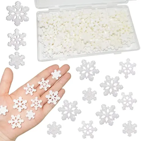 HADDIY Small Snowflakes for Craft,60 Pcs White Glitter Plastic Mini Snowflake for Christmas Embellishments and Winter Party DIY Craft Decoration-3 Different Size {1}