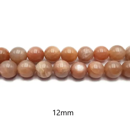 High Grade Peach Moonstone Smooth Round Beads. {5}