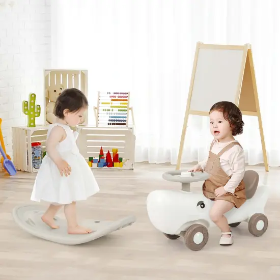 Costway Convertible Rocking Horse & Sliding Car with Detachable Balance Board Dark Gray/White {4}