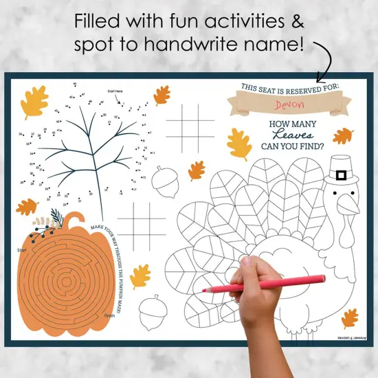 Big Dot of Happiness Happy Thanksgiving - Paper Fall Harvest Party Coloring Sheets - Activity Placemats - Set of 16 {4}