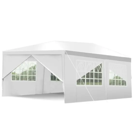 10 x 10 Feet White Heavy Duty Party Wedding Canopy Tent with 2 Zipper Doorway {1}
