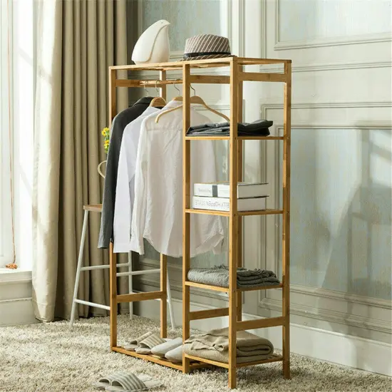 Concise Wooden Clothes Garment Hanging Stand . {2}