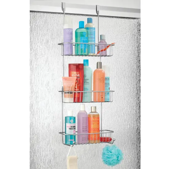 mDesign Metal Over Shower Door Caddy, Bathroom Storage Organizer {2}