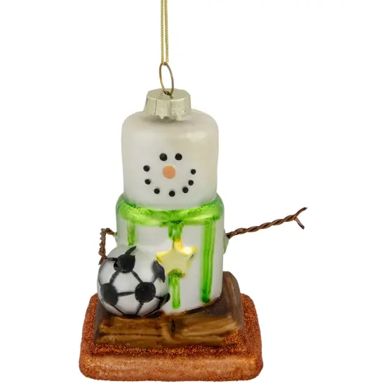 Northlight 3.5" Soccer Smore Glass Christmas Ornament White {1}