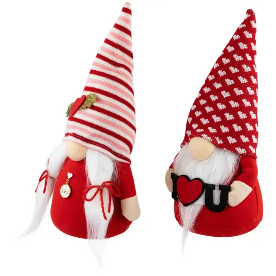 Northlight Plush "I Heart U" Valentine's Day Gnomes-12" - Set of 2 Red {4}
