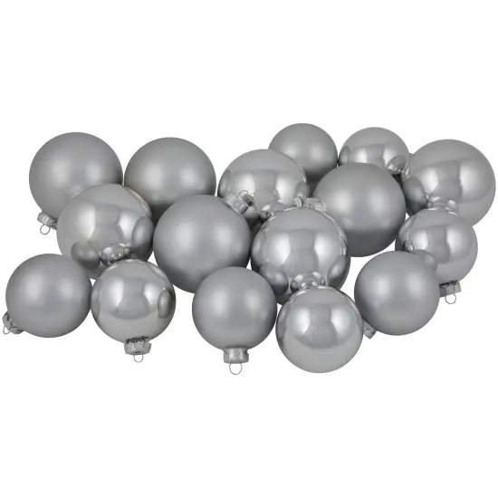 Northlight 2-Finish Christmas Glass Ball Ornaments - 4" & 3.25"- Silver - 72ct {1}
