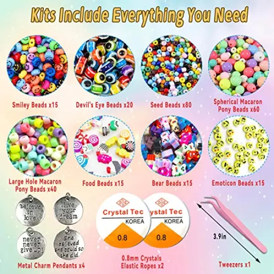 Flat Clay Beads for Jewelry Bracelet Making Kit, 6mm Flat Polymer Heishi Beads DIY Arts and Crafts Kit with Smiley Face Letter Bead,Gifts Toys for Girls Age 6-12 {6}