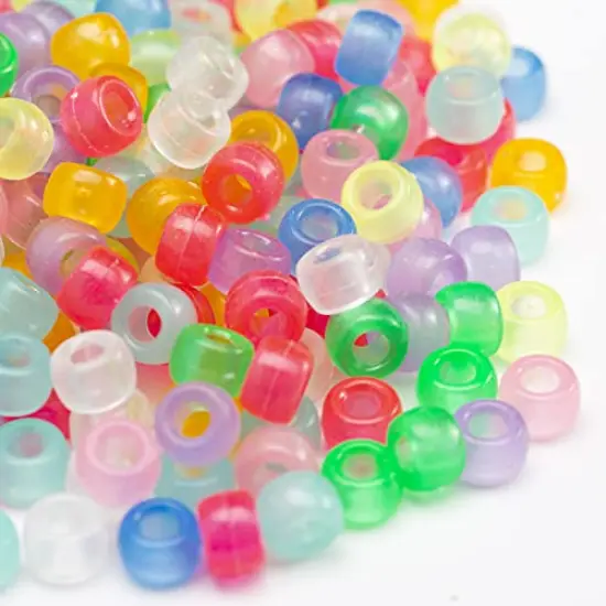 1000 Pcs Acrylic 9 Color Pony Beads 6x9mm Bulk Glow in The Dark for Bracelet Making Hair Beads for Braids {4}