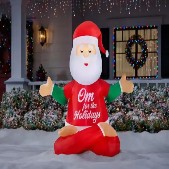 5' Gemmy Airblown Yoga Meditating Santa Claus Christmas Yard Decoration 880016 {2}