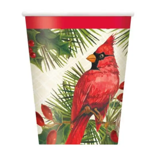 Red Cardinal Christmas 9oz Paper Cups, 8ct {1}