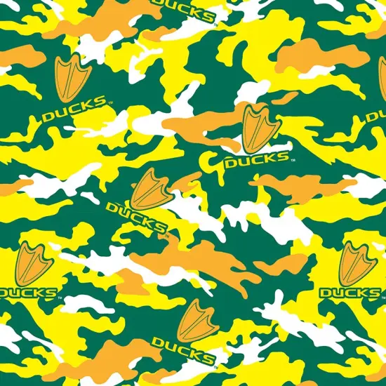 Sykel Enterprises-University of Oregon Fleece Fabric-Oregon Ducks Camouflage Fleece Blanket Fabric-Sold by the yard {1}