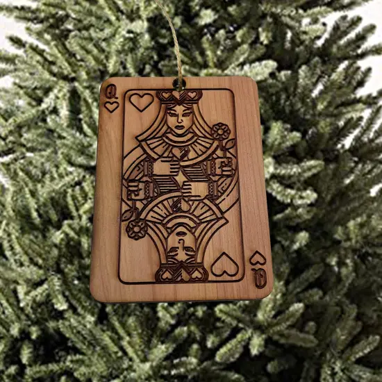 Queen of Hearts Card - Cedar Ornament {2}