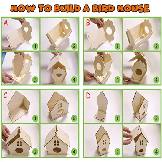DIY 4 Pack Bird House Crafts for Kids Ages 5-8 8-12, Buildable DIY Birdhouse Kit for Children to Build, 3+ Summer Arts and Craft Projects with Paint, Boy Girl Gift Christmas {1}