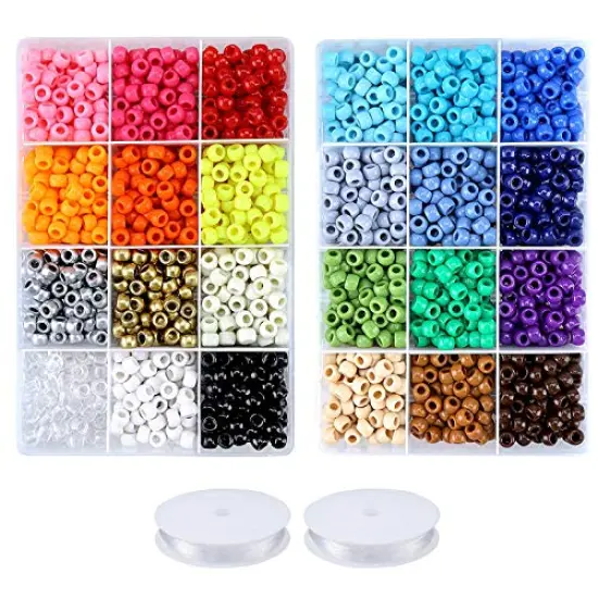 2280 PCS 24colors Pony Beads Jewelry Making Kit, 9mm Pony Beads Rainbow Opaque Beads Small Loose Spacer Beads for Friendship Bracelet Jewelry Necklace Making Crafts {1}