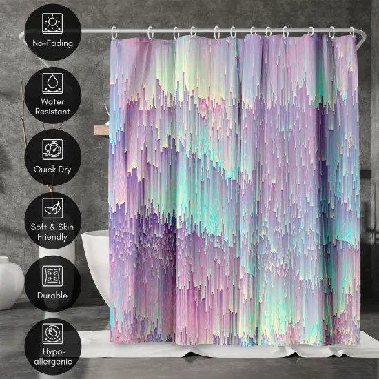 Americanflat 71" x 74" Shower Curtain, Iridescent Glitches by Emanuela Carratoni {4}