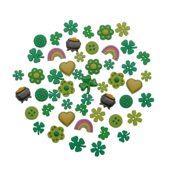 Buttons Galore St. Patrick's Day Buttons Galore 50 Piece Button Assortment &ndash; 50 Novelty Buttons for Crafts & Sewing &ndash; Shamrock, Rainbow, Pot of Gold, and Green Heart Designs {3}