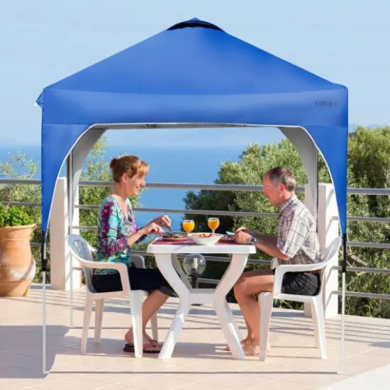 6.6 x 6.6 Feet Outdoor Pop Up Height Adjustable Canopy Tent with Roller Bag Grey {4}