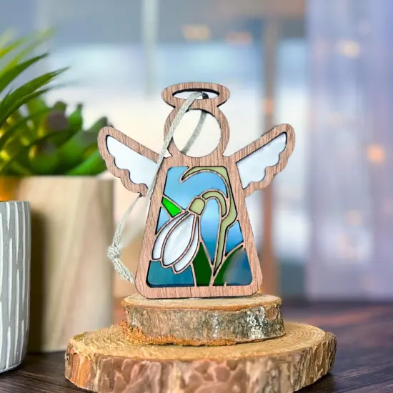 3.5" (H) Snowdrop Ornament - Handcrafted in Texas - Mother's Angels&reg; Christmas Angel Wings Figurine {4}