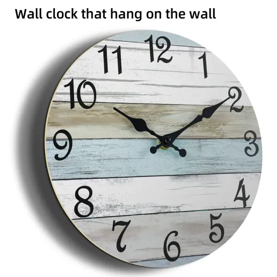 Wall Clock Silent Non Ticking Battery Operated, Rustic Coastal Country Clock Decorative for Bathroom Kitchen Bedroom Living Room(10 Inch) {2}