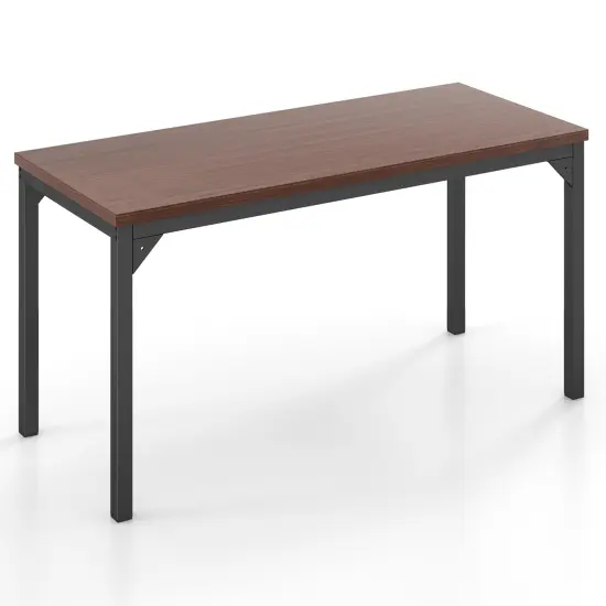 55 Inch Conference Table with Heavy-duty Metal Frame-Brown {4}