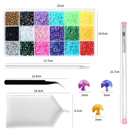 36000 Pieces 3mm Jelly Rhinestones Kit- Resin Mixed Color Rhinestones for Nail Clothes Shoes Tumblers Decoration Gifts Flat Back Round {1}
