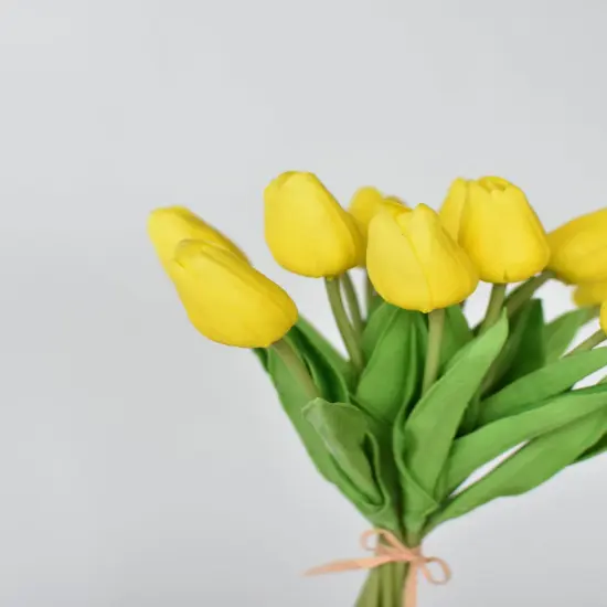 13.5" Faux Real Touch Yellow Tulip Bundle : 12 Stems {5}