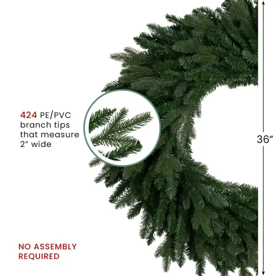 Northlight Real Touch&trade; Grande Spruce Artificial Christmas Wreath - 36" - Unlit Green {6}