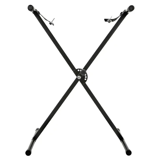 Hamzer Heavy Duty, Single-X Shape Piano Keyboard Stand - Height Adjustable & Portable w/ Non Slip Caps & Durable Locking Straps, Black {3}