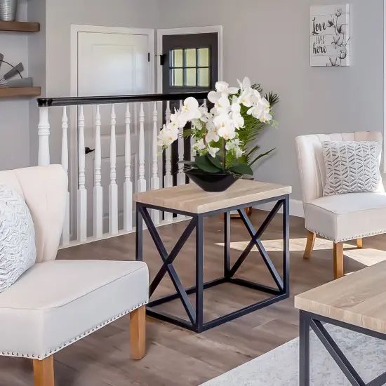 21-Inch White Phalaenopsis Orchid Arrangement in Black Ceramic Vase with Real Touch Foliage for Elegant Home D&eacute;cor, Floral Home by Artificial Flowers {4}