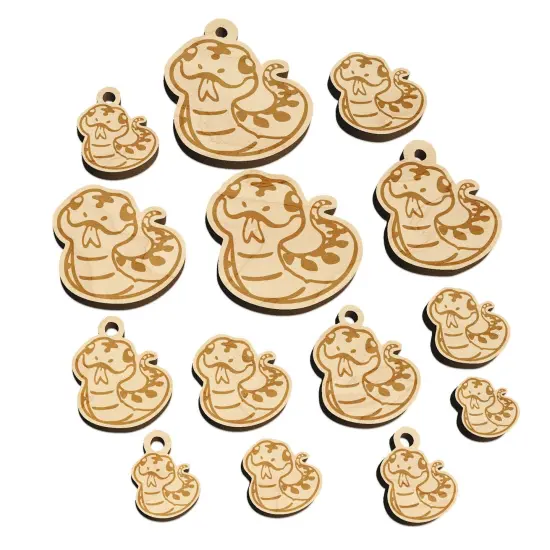 Sassy Snake with Tongue Sticking Out Mini Wood Shape Charms Jewelry DIY Craft {7}