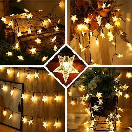 LED Solar String Lights Outdoor Star Fairy Light Warm white {1}