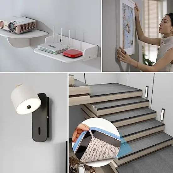 16 Pieces Hook and Loop Tape Sticky Back,1 in.x 4 in. Double-Sided Command Adhesive Strip Heavy Duty {4}