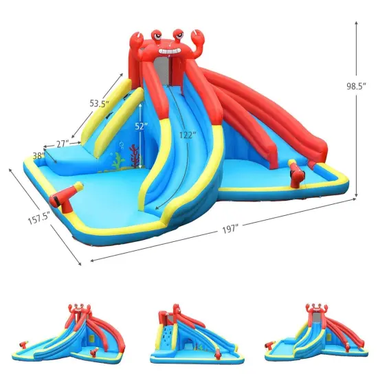 Inflatable Water Slide Bounce House with Water Cannon and Air Blower {4}