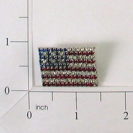 American Flag Rhinestone Pin 1 1/8" X 7/8" {1}