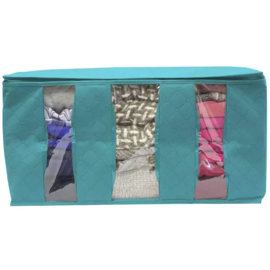 Sorbus Foldable Storage Bag Organizers with 3 divided sections (2 Pack) Aqua {3}