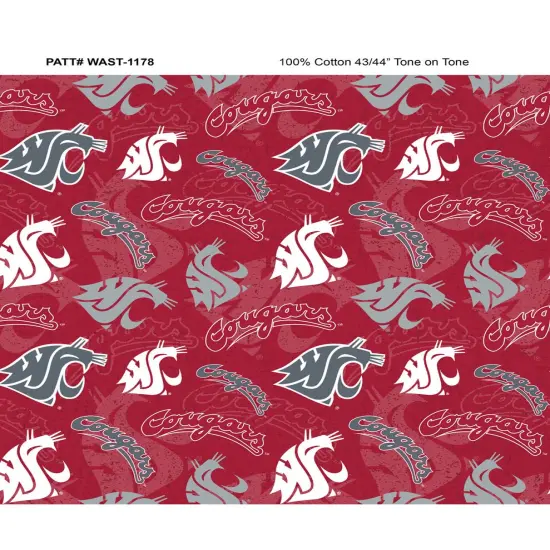 Sykel Enterprises-Washington State University Cotton Fabric-Washington State WSU Cougars Tone On Tone Cotton Quilting Fabric {1}