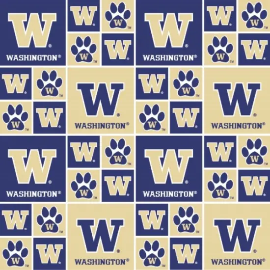 Sykel Enterprises-University of Washington Cotton Fabric-Washington Huskies Geometric Cotton Quilting Fabric {1}