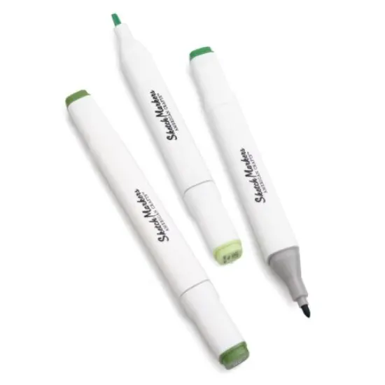 American Crafts - Sketch Markers Collection - Dual Tip - Chisel and Fine Point - Shamrock 3 Pack 34007541 {2}