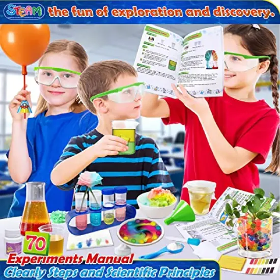 70 Lab Experiments Science Kits for Kids Age 4-6-8-12 Educational Scientific Toys Gifts for Girls Boys, Chemistry Set, Crystal Growing, Erupting Volcano, Fruit Circuits STEM Activities {3}