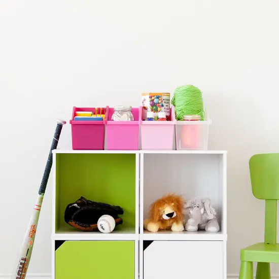 IRIS USA 15" x 6" Plastic Connecting Book and Paper Storage Container Bin, 8-Pack, Vertical Standing Plastic Book Binder Notebook File Craft Organizer Box for Office, Clear {2}