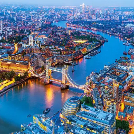 1000 Piece Jigsaw Puzzle, Aerial View of London, England Puzzle, Big Ben and River Thames Puzzle, Adult Puzzle, Castorland C-104291-2 {2}