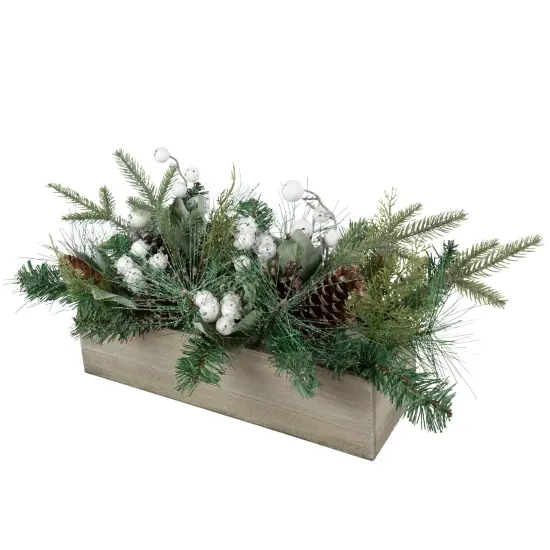 Northlight Mixed Pine with Pine Cones and Berries Christmas Floral Arrangement - 20" Green {4}