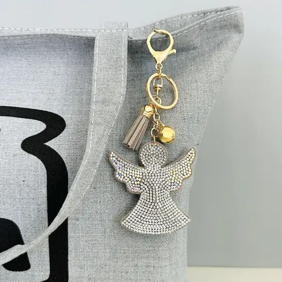 Wrapables Crystal Bling Key Chain Keyring with Tassel Car Purse Handbag Pendant, Angel {4}