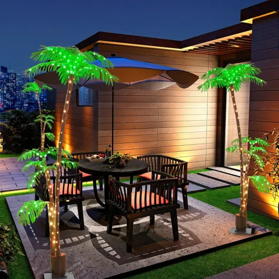 6FT Solar Lighted Palm Tree for Outdoor Christmas Decor {4}