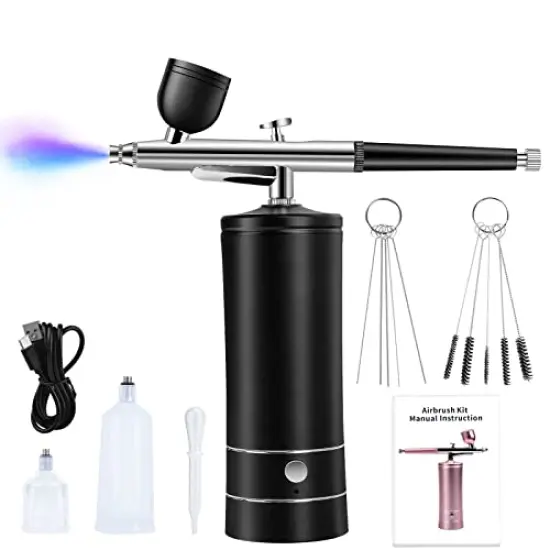 Airbrush Kit Rechargeable Cordless Airbrush Compressor, 30PSI High Pressure,Portable Handheld Airbrush Gun, Airbrush Set Wireless Air Brush for Model Painting,Makeup,Barber, Nail Art, Cake Decor {1}